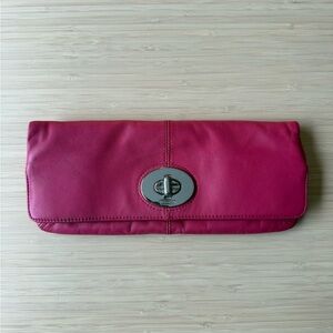 Coach Magenta Leather Clutch